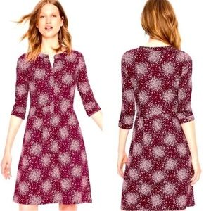 Boden Briar Jersey Dress Mulled Wine Flower Burst Print 8 Petite